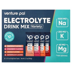 Venture Pal Electrolyte Drink Mix, Variety, 16 Stick Packs, 0.17 oz (4.8 g) Each - 1 of 4