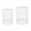 XIYUYEU Modern Cylindrical Patio End Table, Iron Cut Design Outdoor End Tables, Outdoor Side Table with Overlapping Circle Pattern, Set of 2 - 4 of 4