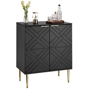 Storage Cabinet, Modern Accent Storage with 2 Decorative Embossed Pattern Doors, Wood Buffet Cabinet with Inner Shelf, Sideboard Cabinet for Entryway - 1 of 4