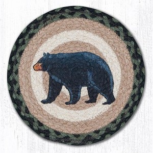Earth Rugs Mama Bear Printed Round Trivet – 10"x10" Braided Jute Rustic Table Mat with Wildlife Motherhood Design - 1 of 3