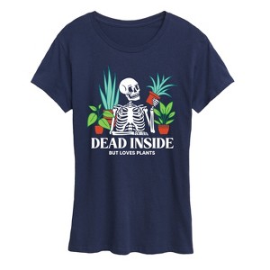 Women's - Instant Message - Dead Inside Loves Plants Short Sleeve Graphic T-Shirt - 1 of 4