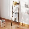 Costway Bamboo Blanket Ladder 5-Tier Ladder Shelf with 4 Removable Hooks Blanket Holder - 2 of 4