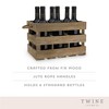 Twine 4281 Farm House Decor, Wood Wine Holder Rustic Farmhouse Wooden 6 Bottle Crate, Dark wood - 2 of 4