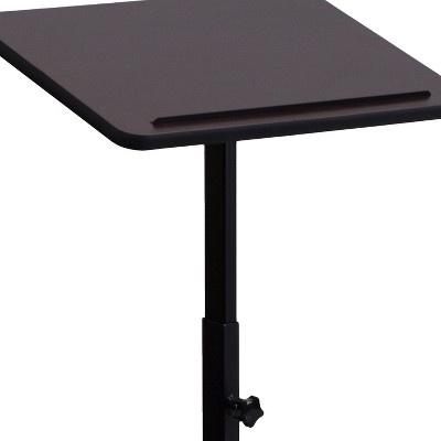 Adjustable Height Black Steel Lectern with Mahogany Top