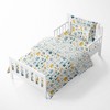 Bacati - Little Dino Boys Teal/Yellow Muslin 5 pc Toddler Bedding Set with Dec Pillow - 3 of 4