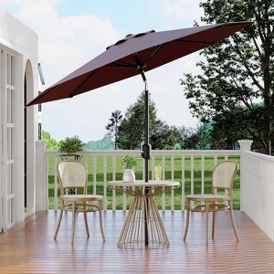 TackView 9FT Patio Market Umbrella with Crank Handle, Outdoor Table Octagon Umbrella with 8 Steel Ribs for Yard Poolside Deck - 1 of 4
