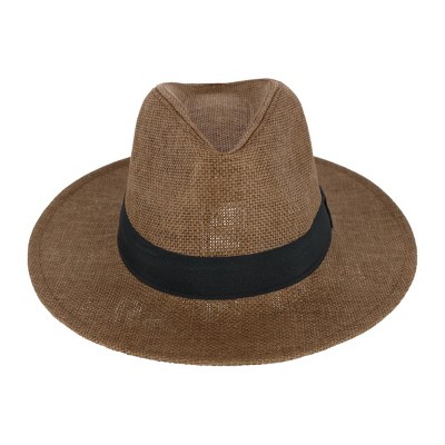 CTM Men's Flat Brim Straw Fedora Hat
