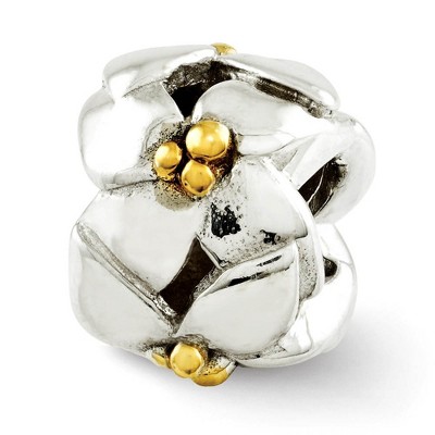 Black Bow Jewelry Sterling Silver & 14k Gold Plated Two Tone Flowers Bead Charm