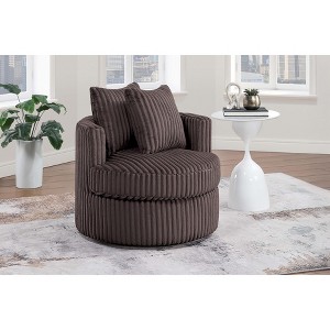 Sapphtopaz 1pc Accent Chair Soft Fur-Like Corduroy Lounge Chair Swivel Chair, Plush Texture Upholstered Living Room Chair Comfy Chair - 1 of 4