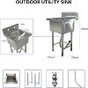 Stainless Steel Utility Sink,Commercial Kitchen Sink,Free Standing Single Bowl,Designed for Restaurant,Workshop and Laundry - 2 of 4