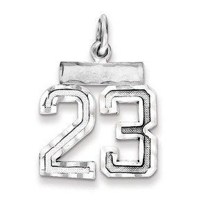 Black Bow Jewelry Sterling Silver, Varsity Collection, Small D/C Pendant, Number 23 - 1 of 4