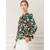 Allegra K Women's Floral Tie V Neck Chiffon Ruffle Trumpet Sleeve Blouse - 4 of 4