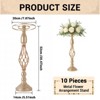 EcoSummer 10PCS Golden Wedding Centerpieces Stand for Table Decor, Flower Vases, Crystal Artificial Flower Arrangements for Party Event Xmas Decor - 3 of 4