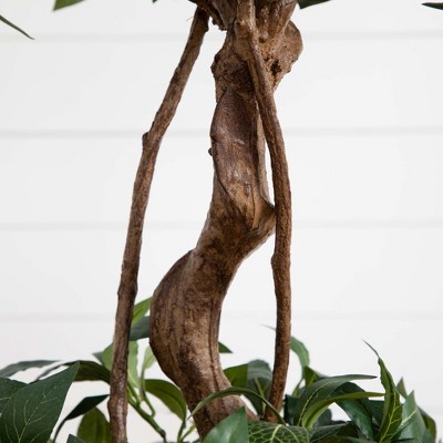 Elegant 4' Sweet Bay Double Ball Silk Topiary in Rustic Pot