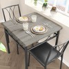 Dining Table Set, 3 Piece Dining Room Table Set with 2 Chairs, Kitchen Rectangular Table Set for Small Space, Apartment, Retro Gray - image 2 of 4