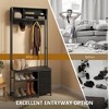 Aghana Digitals 5-in-1 Entryway Hall Tree: Black Bench with Coat Rack, 2 Fabric Drawers, 3 Storage - 4 of 4