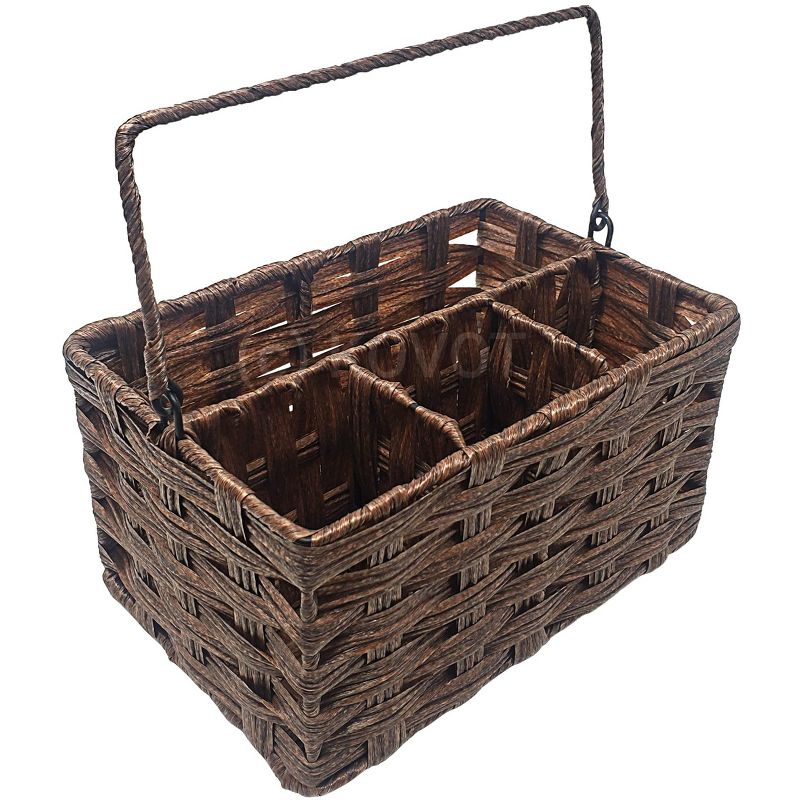 KOVOT Poly-Wicker Woven Cutlery Storage Organizer Caddy Tote Bin Basket for Kitchen Table, Measures 9.5" x 6.5" x 5", 1 of 6