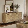 LuxenHome Mid-Century Modern Wave 2-Door Cabinet with Metal Legs Brown - 3 of 4