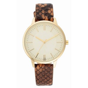 Women's Snakeskin Band Watch - A New Day™ Espresso - 1 of 1