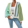 Women's Color Block Open Front Long Sleeve Ribbed Knit Cropped Cardigan Sweaters - 4 of 4