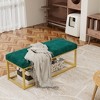 Airsurfer 48-inch Emerald Green Bench Modern Velvet Upholstered Bench Entryway Seating for Living Room or Bedroom - 2 of 4