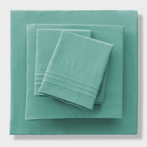 Solid 4 Piece Sheet Set Easy Care Ultra Soft Brushed Microfiber Bedding Deep Pocket Bed Sheets with Pillowcases  - Lux Decor Collection - 1 of 4