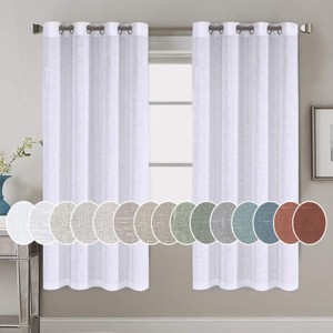 Living Room Linen Curtains Nickel Grommet Energy Saving Light Filtering Semi Sheer Curtain - 1 of 4