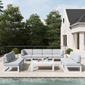 LayinSun 9-Piece Large Outdoor Modular L-Shaped Sectional Set with Coffee Table - 1 of 4