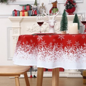 Classic Winter Snowflake Christmas Tablecloth,Winter Holiday Snowflake Print Xmas Easy Care Table Cloth Decoration Table Cover - 1 of 4