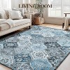 Washable  Area Rug, Non-Slip TPR Backing, Stain Resistant, Vintage Floral Design, Foldable Low Pile Accent Carpet for Living Room & Bedroom - 3 of 4