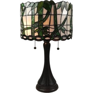 Amora Lighting Tiffany Style 2 Light Vines and Leaves Drum Table Lamp 21" Tall - 1 of 4