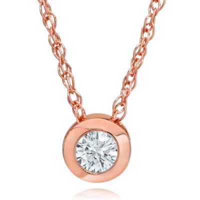 Pompeii3 1/3ct Round Bezel Solitaire Diamond Pendant Rose Gold