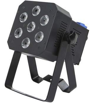 Monoprice Super-Bright PAR Stage Light (RGBAW-UV) 12 Watt, x 7 LED, Built-in Program Abilities, such as Fade, Strobe, Color Changing