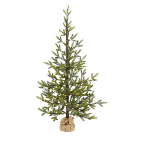 Nearly Natural 4' Pre-Lit LED Fraser Fir Artificial Christmas Tree with Burlap Base Clear Lights - image 1 of 4