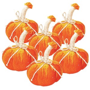 Yukimo 8.3" Set of 3 Brown Pumpkin Decor, Fall Harvest Ornaments for Thanksgiving and Festival Tabletop Displays - 1 of 4