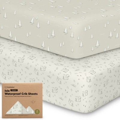 KeaBabies Isla Waterproof Crib Sheets for Boys, Girls, 2pk Baby Fitted Crib Sheet, Waterproof Crib Mattress Protector Sheets