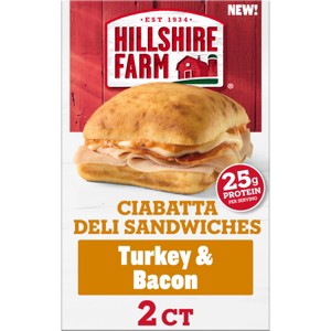 Hillshire Farm Frozen Turkey Bacon Ciabatta Deli Sandwich - 10.78oz/2ct - 1 of 4