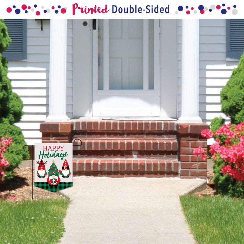 Big Dot of Happiness Red and Green Holiday Gnomes - Outdoor Home Decorations - Double-Sided Christmas Party Garden Flag - 12 x 15.25 inches, 2 of 9