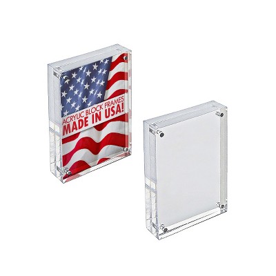 Clear Acrylic Magnetic Photo Block Frame Set with Two 4x6 Frames
