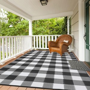 Waterproof Outdoor Rug, Reversible Plastic Straw Patio Mat, Portable Plaid Carpet for Camping, Porch, Deck, Backyard - 1 of 4
