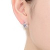 Guili Sterling Silver Rhodium Plated Clear Round Cubic Zirconia Pear Shape Earrings, a Graceful and Sparkling Addition to Any Elegant Look - 2 of 3