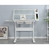 Runesay Adjustable White Drafting Table Drawing Desk with 2 Metal Drawers and Stool - 3 of 4