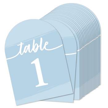 Big Dot of Happiness Dusty Blue Elegantly Simple - Wedding Receptions, Parties or Events Double-Sided 5 x 7 inches Cards - Table Numbers - 1-20