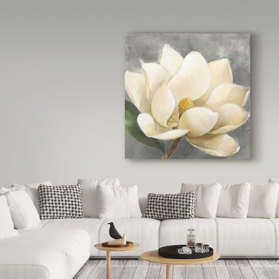 Albena Hristova Magnolia Blossom on Gray Canvas Art, 35x35