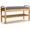 BDELITE Contemporary Upholstered Bench with Open Storage Fabric Seat-35.5*13*19.5 Inch, Gray - 4 of 4