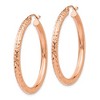 Black Bow Jewelry 3mm x 35mm 14k Rose Gold Large Diamond-Cut Round Hoop Earrings - 2 of 4