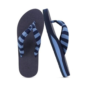 TIME HOLLOW Blue White Flip Flops With Arch Support - 1 of 3