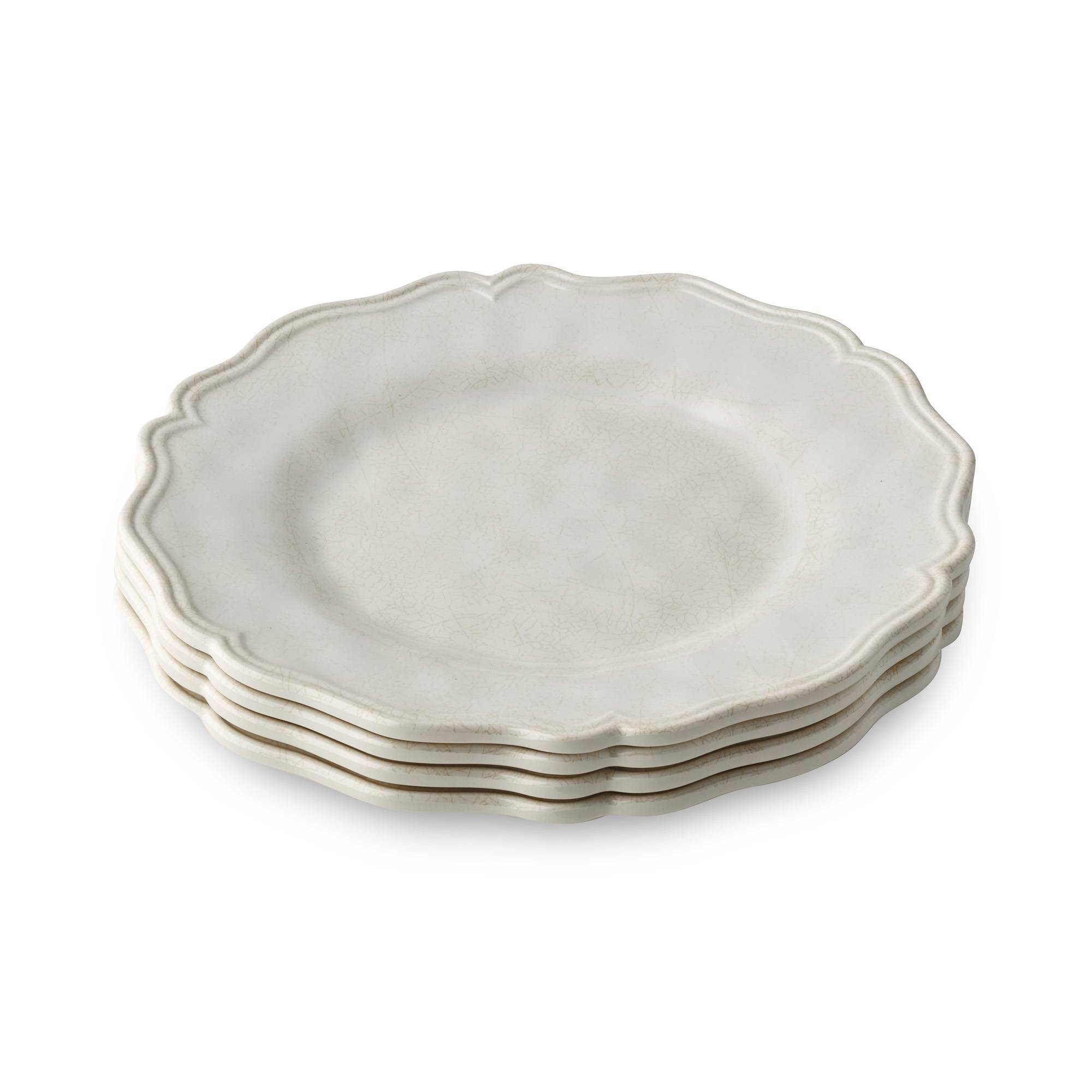 Certified International (Set of 4) 9" Isabella Cream Crackle Melamine Salad Plates