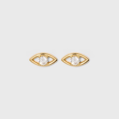 SUGARFIX by BaubleBar 14K Gold Plated Delicate Evil Eye Stud Earrings - Gold