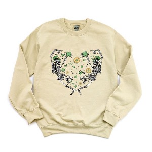 Simply Sage Market Women's Graphic Sweatshirt Skeleton St. Patrick's Heart - 1 of 4